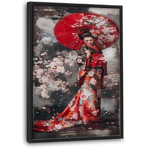 Trimety Japanese Wall Art for Living Room Extra Large Size Japan Geki Oversized Wall Decor Asian Canvas Prints Giant Pictures Painting Framed Artwork Dining Room Bathroom Kitchen Office 36"x24"