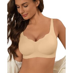 DEANGELMON Bras for Women No Underwire Seamless Wireless Bra Comfort Everyday Scalloped V Neck Bralette