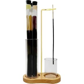 Glass Incense Holder, Incense Sticks Burner Holder with Storage,Hang Upside Down Incense Holder for Sticks with Glass Ash Catcher for Meditation Yoga Spa Room Decor