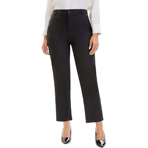 Nanxson Womens Pants Elasticated Waist Straight Leg Casual Black Pants for Women Office Work Business with Pockets