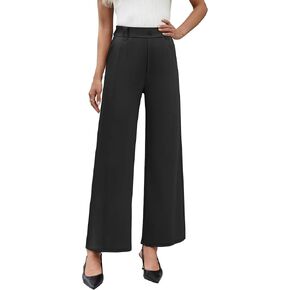 Agenlulu Women's Wide Leg Dress Pants High Waisted Strechy Straight Leg Pants Business Casual Pull On Office Work Slacks