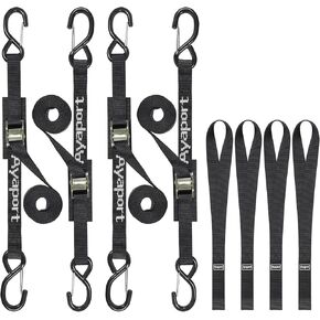 ayaport cam buckle tie أسفل الأشرطة 8ft 1250 رطلا قوة كسر 4 أجزاء تأمين الأشرطة مع السنانير s للدراجات النارية ، والسيارة ، والشاحنات ، والدراجة الترابية