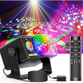 أضواء الحفلات، أضواء ديسكو دي جي، RGB 3 عدسات DJ ستروب ضوء الصوت المنشط أضواء المسرح لعيد الميلاد والهالوين ديكورات هدية عيد ميلاد الزفاف كاريوكي KTV بار (إصدار الخلفية)