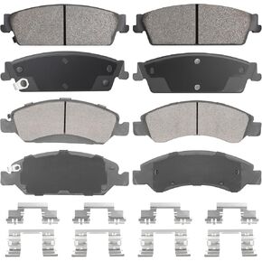 Front & Rear Semi-Metal Brake Pads Set for Cadillac Escalade 2007-2014,for Chevy Silverado 1500 2007-2013, Suburban, Tahoe, for GMC Sierra 1500, Savana 1500, Yukon, for Express 1500, Avalanche, 8PCS
