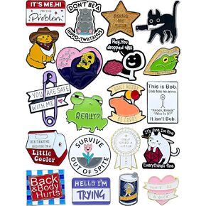 20 Pcs Funny and Quirky Enamel Pin Set – Unique Cute Lapel Pins for Backpacks, Jackets & Hats – Gift for Friends & Collectors