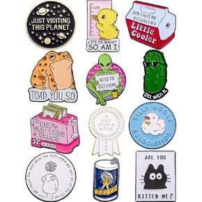 Funny Enamel Pins Set of 12 – Sarcastic & Meme-Inspired Lapel Pins for Jackets, Backpacks, Hats & More – Collectible & Aesthetic Accessories – Unique Gift for Friends, Teens & Pin Collectors