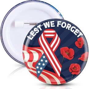 100 Pcs Memorial Day Lapel Pins Bulk 1. 5 Inch Round American Flag Button Pins Memorial Day Patriotic Brooch Badges for Military Veterans Appreciation Gifts