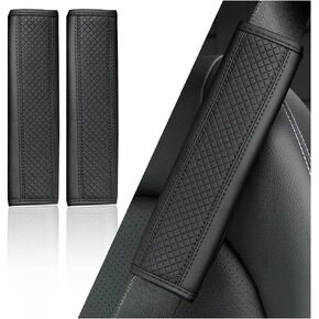 2PCS Car Seat Belt Cover Pad,Breathable Leather Seatbelt Covers for Shoulder Protection and Car Decorations,Universal Seatbelt Cushion Adding Car Seat Strap Pads Car Accessories Interior (Black)