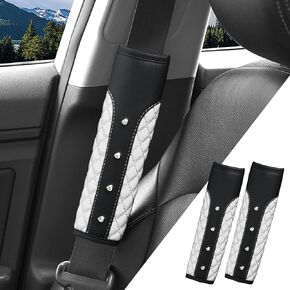 Bling Car Seat Belt Cover, 2PCS Soft Breathable Leather Safety Seatbelt Shoulder Strap Covers, Rhinestone Seat Belt Pads for Women Girls, Universal for SUV, Truck, RV (Pink) in Saudi Arabia