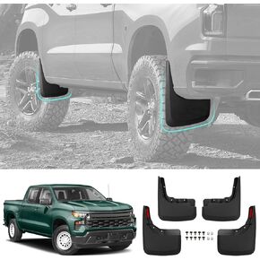 Mud Flaps for 2019-2024 Chevy Silverado 1500 No Drill Splash Guards Front & Rear Truck Mud Guards Set for Chevrolet Silverado Accessories(NOT FITS ZR2/ LT Trail Boss/Custom Trail Boss)