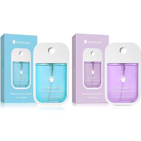 Power Mist Hand Sanitizer Spray, Spray Power Mist Hydrating Sanitizer Spray Travel Size, Portable Pocket Hand Sanitizer Multi-Flavor Cleanses Your Hands (Blue & Purple)