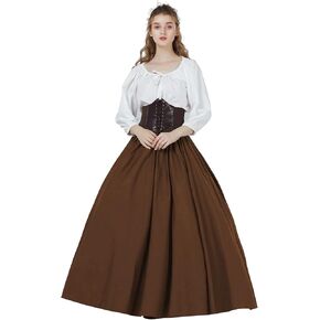 Beautelicate Victorian Dress Fress Skirt Gypsy Long Maxi Medieval Median A-Line طولًا كاملًا