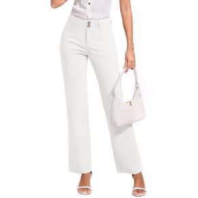 2025 Women Stretch Business Straight Leg Dress Pants with Pockets Wear to Work Casual Suitpants