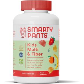 SmartyPants Kids Multivitamin & Fiber Gummies: الألياف البريبية لدعم الأطفال مع فيتامين D3 ، C ، فيتامين B12 ، B6 ، A ، الزنك ، البيوتين ، الفولات ، ثلاثة نكهات الفاكهة ، 90 عدد (إمدادات 30 يوم)
