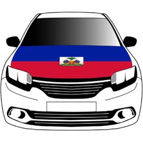 Haiti Car Hood Cover, Flag 4x5ft Car Bonnet Banner, Universal Fit, Elastic Polyester, Stretchable, Patriotic Automotive Hood Covers, Haitian Patriot Gifts