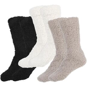 Giantree 3 Pairs Fuzzy Socks for Women, Fuzzy Socks, Warm Fuzzy Socks for Women, Super Soft Fuzzy Slipper Sock for Women Men