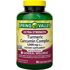 Spring Valley Extra Strength Turmeric Curcumin Complex Soft gels Dietary Supplement, 1,000 mg, 90 Count