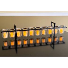 Seraphic 5-Cup Rustic Modern Floating Candle Holder Table Decoration لغرفة الطعام ، المطبخ ، الفناء ، حفلات الزفاف ، الحديد المعدني مع أكواب زجاجية ، 16 "طويلة