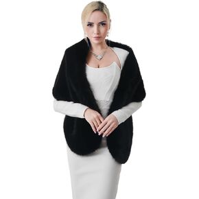 Amtfbby Women's Faux Fur Wrap Cross Shawl for Winter Evening Party Cape