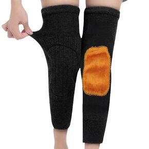 1 Pair Winter Warm Faux Fur Knee Brace Plush Fleece Lined Leg Knee Warmer Kneepad Knee Support Protector for Joint Pain Arthritis Tendonitis Sports