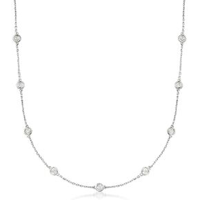 Ross-Simons 2.00 ct. t.w. Bezel-Set Diamond Station Necklace in Sterling Silver