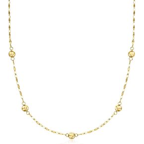Ross-Simons Italian 14kt Moder Gold Bead Station Netlace Lumachina-Chain Netlace