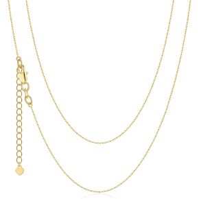Gold Chain for Women 14K Gold 1mm Adjustable Cable Chain Necklace Layering Necklace 18 Inch