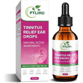 Tinnitus الإغاثة لترنين الأذنين ، قطرات الأذن للآذان المسدودة ، تقليل ضوضاء الأذن بشكل فعال وتحسين السمع ، قطرات الأذن للرجال والنساء ، 60 مل.