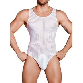 Men's Sexy Lingerie, Ribbed Sheer Mesh Bodysuit, Shapewear Sissy Clothes Gay Club, Tank Top Muscle Suit Rave Outfits