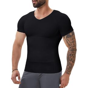 ملكة جمال مولي القمصان للرجال البطن السيطرة على Gynomastica التخسيس أسفل الذروة V الرقبة قصيرة الأكمام. in Kuwait