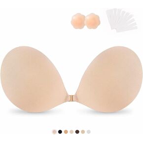 Sticky Bras Push Up Adhesive Invisible Bra Backless Strapless Bra for Women Nude