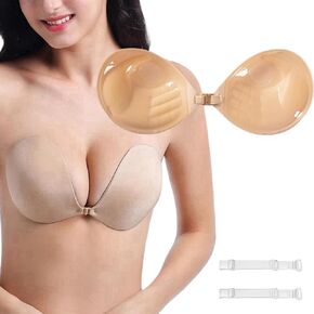 Nimiah Thick Padded Adhesive Bra, Invisible Push up Sticky Boobsfor Women for Strapless Backless Dress Top