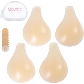 Sticky Bra Push Up Invisible Seamless Silicone Nipple Covers with Lift Reusable Adhesive Pasties for Women 2 Pairs