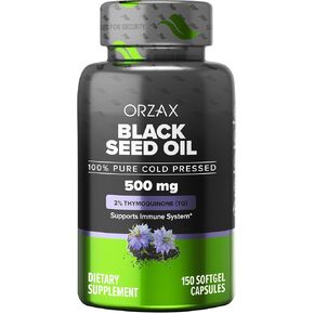 ORZAX 5000 mg Black Seed Oil Organic Cold Pressed Drops with 50 mg Thymoquinone for Immune Support, Good Hair, Skin, and Joints (240 ml)