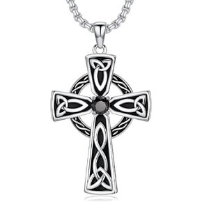 قلادة Celtic Cross Mens Silver Cross Netlace Netclace Jewelry Gifts مع 2.5 مم 22 "+2"