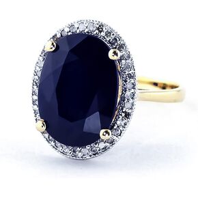 Galaxy Gold GG 14k Solid Gold- White, Yellow and Rose Gold Ring with 6.58 Carat (CTW) Natural Oval Sapphire and Diamonds (yellow-gold, 6.5)
