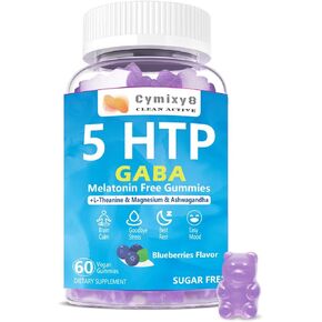 5-HTP Gaba Gummies تمتزج 1700 ملغ ، وتهدئة خالية من السكر مع L theanine ، والمغنيسيوم ، والآشواغاندا ، أوميغا 3-6-9 ، وفيتامين D3 ، و B6 ل zzz الطبيعية ، والزواج ، و brain-calm