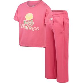 مجموعة New Balance Girls choled-تي شيرت الأكمام القصيرة والرواط العرق (7-16) ، الحجم 10/12 ، التنين بيري
