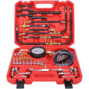 Fuel Injection Pressure Tester Kit, 0-140PSI Pro Fuel Pressure Tester Kit, Car Truck Motorcycle Diagnostic Tool. (red)