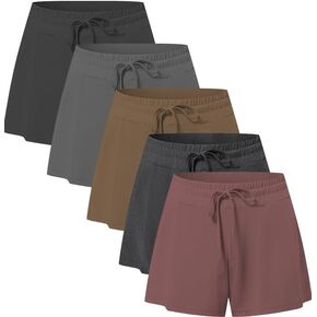 5 Pack: Womens SuperSoft Comfy Stretch Pajama Lounge Shorts Elegant Sleepwear Cozy Pajama Bottoms Cute Sleep Shorts