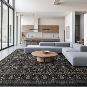 Area Rug Non Slip Machine Washable Ultra Soft Outdoor/Living Room/Classroom/Bedroom/Kitchen Dark Gray, 8'×10'