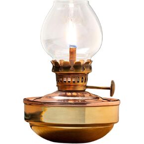 Oil Lamp - 4.75" Tall Nautical Lamp with Naval-Style Copper and Brass Body and Glass Bulb - Decorative Kerosene Lantern with Adjustable Wick- Oil Lamps for Indoor or Outdoor Use by Kings County Tools