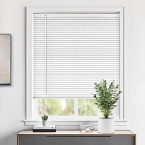 LazBlinds Cordless 1" Vinyl Mini Blinds for Indoor Windows - Light Filtering Horizontal Window Blinds & Shades, 20" W x 36" H, White