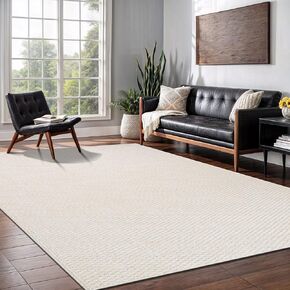 Easy Jute Rugs 9x12 Natural Color Living Room Indoor Outdoor Area Rug for Farmhouse Patio and Kitchen Rug High Traffic Washable Easy to Clean Solid Boho Woven Design Outside Carpet (9 x 12)