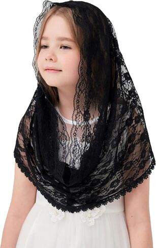 Floral Infinity Veils for Girls First Communion Infinity Scarf Baptism Veil for Girls Chapel Infinity Veils K6 in Saudi Arabia