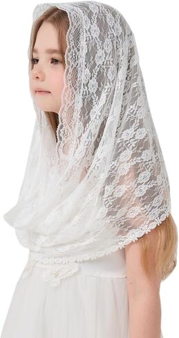 Floral Infinity Veils for Girls First Communion Infinity Scarf Baptism Veil for Girls Chapel Infinity Veils K6 in Saudi Arabia