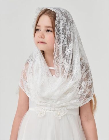 Floral Infinity Veils for Girls First Communion Infinity Scarf Baptism Veil for Girls Chapel Infinity Veils K6 in Saudi Arabia