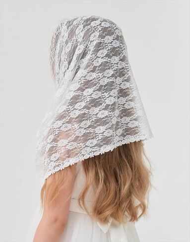 Floral Infinity Veils for Girls First Communion Infinity Scarf Baptism Veil for Girls Chapel Infinity Veils K6 in Saudi Arabia