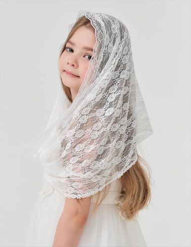 Floral Infinity Veils for Girls First Communion Infinity Scarf Baptism Veil for Girls Chapel Infinity Veils K6 in Saudi Arabia