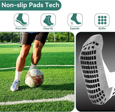2/4/6 Pairs Men's Soccer Socks Grip Pads Non Slip Football Baseball Soccer Socks for Men Women (2 Pairs/Black White) in Saudi Arabia